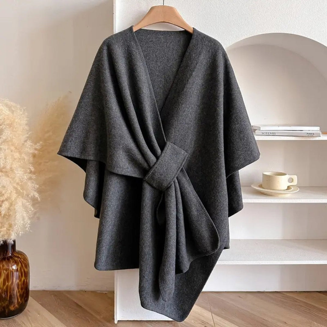 Ivy | Dame Poncho i Uld med Åben Front
