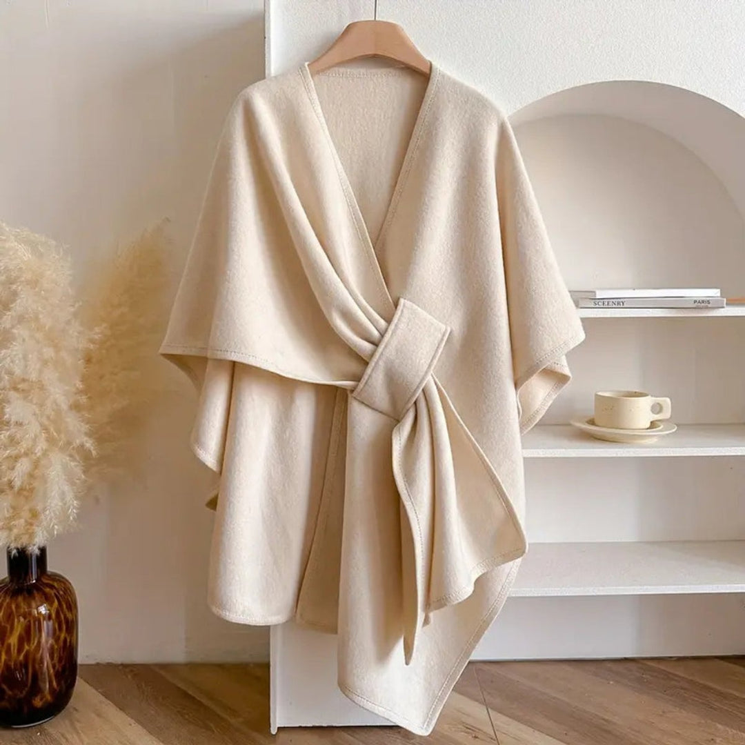 Ivy | Dame Poncho i Uld med Åben Front