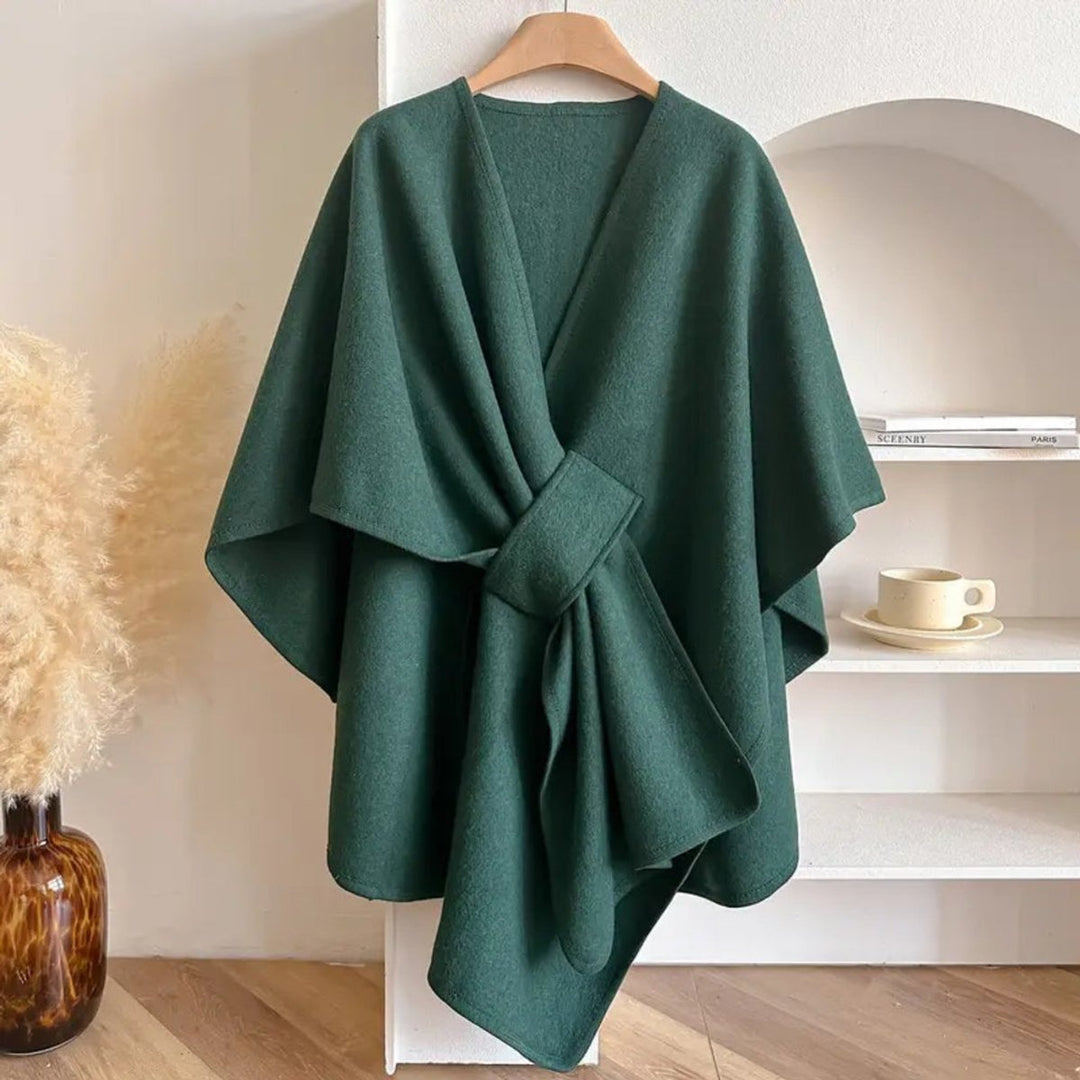 Ivy | Dame Poncho i Uld med Åben Front
