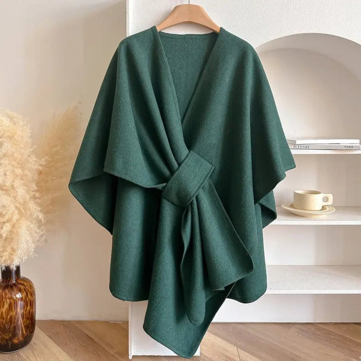 Ivy | Dame Poncho i Uld med Åben Front